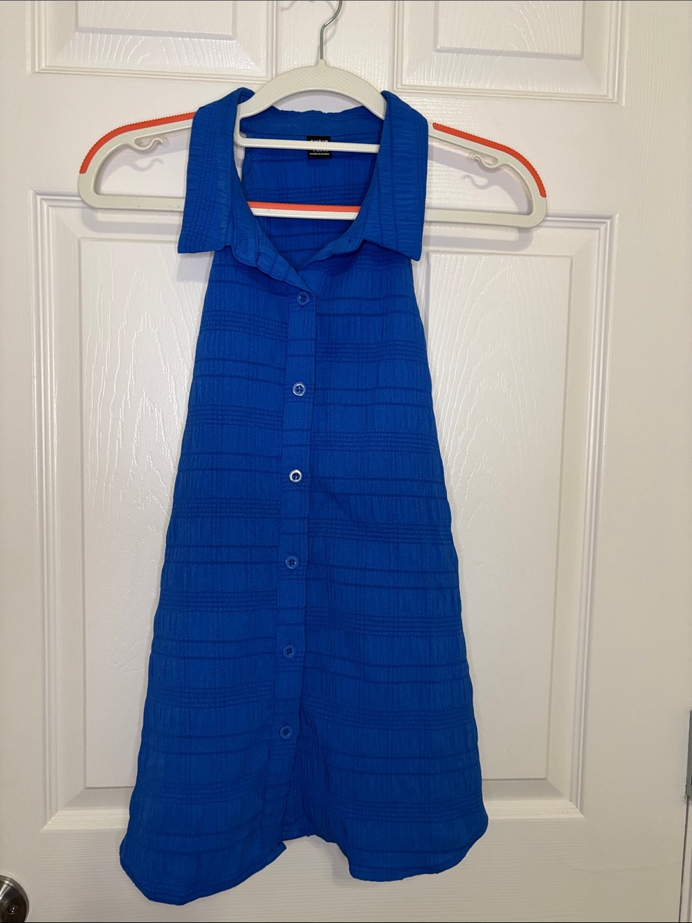 SHEIN Royal Blue Sleeveless Button-Front Dress Size L
